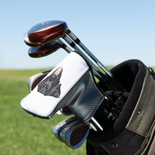 イラストレーションブラックラブラドールリトリーバーとスマイル ゴルフヘッドカバー (インサイチュ)