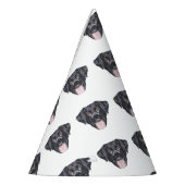 イラストレーションブラックラブラドールリトリーバーとスマイル パーティーハット (左)