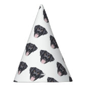 イラストレーションブラックラブラドールリトリーバーとスマイル パーティーハット (右)