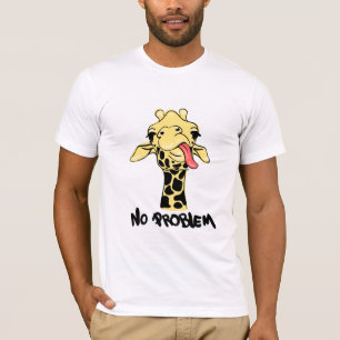 イラストレーションプリントとキリン画像と文字 Tシャツ
