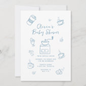 イラストレーションベビーシャワーティードードル 招待状 (正面)