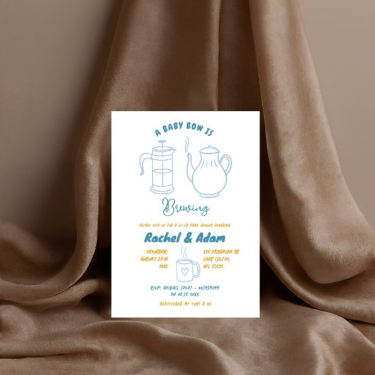 イラストレーションベビーシャワーティードードル 招待状