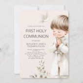 イラストレーションボーイ祈の第1聖餐式クリーム 招待状 (正面)