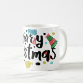 イラストレーションメリークリスマス文字。 コーヒーマグカップ (正面右)
