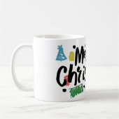 イラストレーションメリークリスマス文字。 コーヒーマグカップ (左)