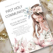 イラストレーションモダンガールフローラ第1聖餐式 招待状