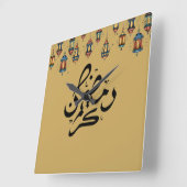 イラストレーションラマダンカレム&書道タイプ スクエア壁時計 (傾斜)