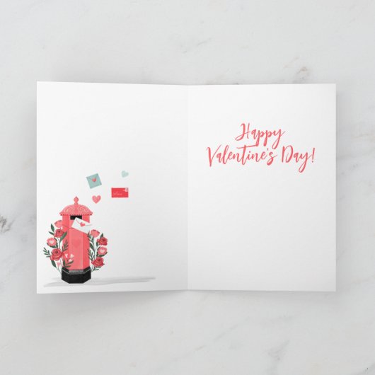 イラストレーションロンドンシティ通りメールボックスバレンタイン シーズンカード (内部)