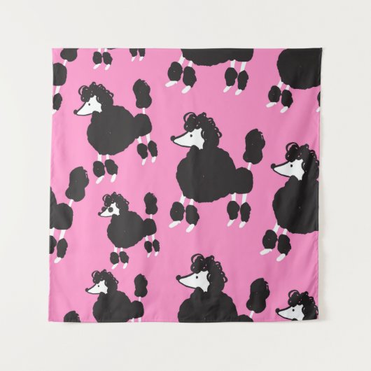 イラストレーションヴィンテージフランスのプードルの継ぎ目のないパター タペストリー (正面)