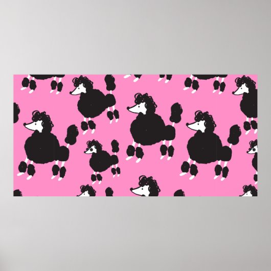 イラストレーションヴィンテージフランスのプードルシームレスパター ポスター (正面)
