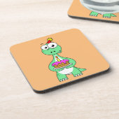 イラストレーション付き気管支お誕生日ケーキ。 コースター (左側)