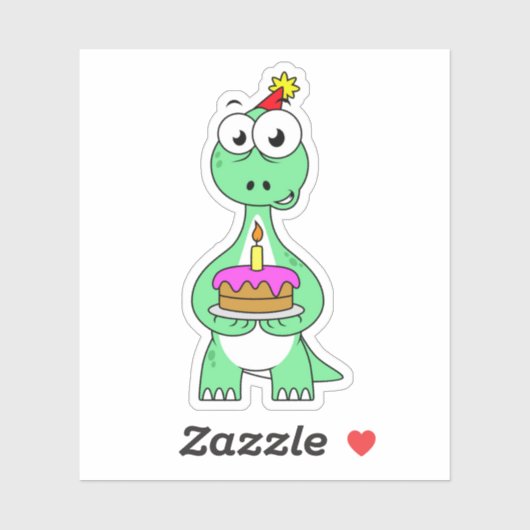 イラストレーション付き気管支お誕生日ケーキ。 シール (シート)