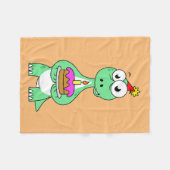 イラストレーション付き気管支お誕生日ケーキ。 フリースブランケット (正面(横))