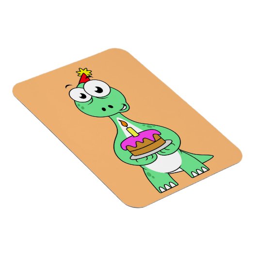 イラストレーション付き気管支お誕生日ケーキ。 マグネット (右側)