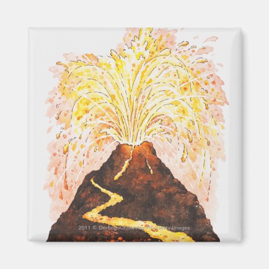 イラストレーション噴火 マグネット (正面)