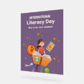イラストレーション国際的・リテラシー・デイ・ポスター アクリルサイン (傾斜)