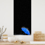 イラストレーション失ったブルーアンブレラ ポスター (キッチン)