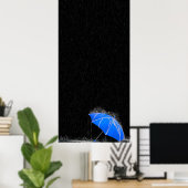 イラストレーション失ったブルーアンブレラ ポスター (ホームオフィス)