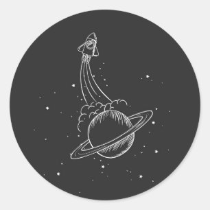 イラストレーション宇宙船 ラウンドシール