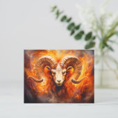 イラストレーション牡羊座〔占星術の〕十二宮図標識 ポストカード (スタンド正面)