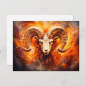 イラストレーション牡羊座〔占星術の〕十二宮図標識 ポストカード (正面/裏面)