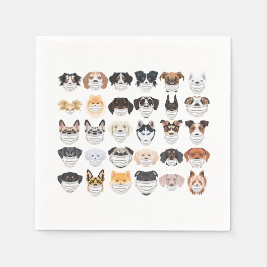 イラストレーション犬の呼吸器セット スタンダードカクテルナプキン (正面)