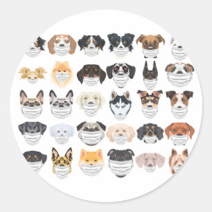 イラストレーション犬の呼吸器セット ラウンドシール