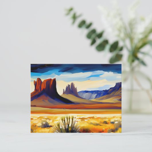 イラストレーション砂漠風景 ポストカード (スタンド正面)