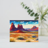 イラストレーション砂漠風景 ポストカード (スタンド正面)