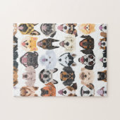 イラストレーション継ぎ目のないパターンのハッピードッグ ジグソーパズル (横)