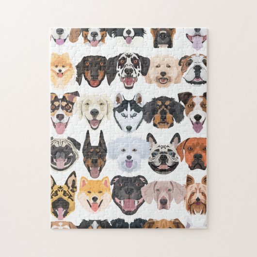 イラストレーション継ぎ目のないパターンのハッピードッグ ジグソーパズル (縦)