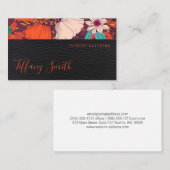 イラストレーション花柄 |レザー 名刺 (正面/裏面)