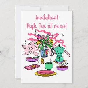 イラストレーション・オブ・キティ・キャット・ティー  招待状