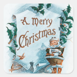イラストレーション・オブ・サンタクランプホリデイ スクエアシール
