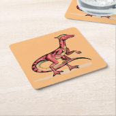 イラストレーション・オブ・ヴェロキラプトル。 スクエアペーパーコースター (アングル)