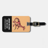 イラストレーション・オブ・ヴェロキラプトル。 ラゲッジタグ (正面横)