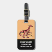 イラストレーション・オブ・ヴェロキラプトル。 ラゲッジタグ (正面縦)