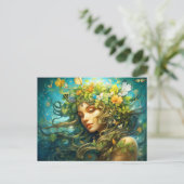 イラストレーション《星座》乙女座〔占星術の〕十二宮図標識 ポストカード (スタンド正面)