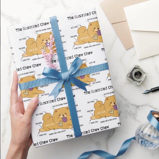 イラスト付きのチャウチャウ ラッピングペーパー