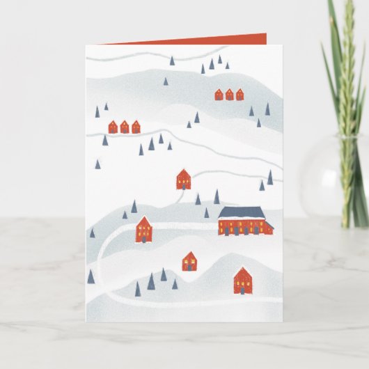 イラスト付きの冬の村 シーズンカード (正面)