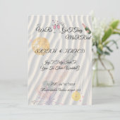 イラスト付きの結婚式スイートテンプレート 手描きのスクリ 招待状 (スタンド正面)