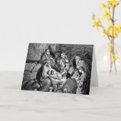 イラスト付きクリスマスの降誕シーン カード (黄色い花)