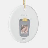 イラスト付きコージーキャンドルの写真クリスマス セラミックオーナメント (右)