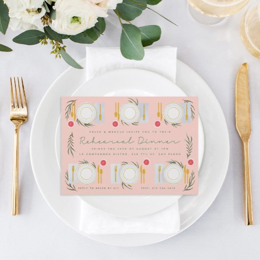 イラスト付きテーブルリハーサルディナー 招待状