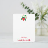 イラスト付きパーソナライズボタニカル（苺） サンキューカード (スタンド正面)