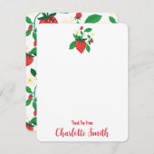 イラスト付きパーソナライズ ボタニカル ストロベリー サンキューカード (正面/裏面)