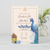 イラスト付きムスリムのペコック Nikah 招待状カード 招待状 (スタンド正面)