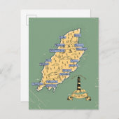イラスト付き旅行地図 マン島 インビテーションポストカード (正面/裏面)