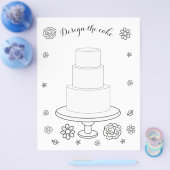 イラスト付き ウェディングアクティビティ ケーキぬりえページ チラシ (シングル)