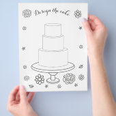 イラスト付き ウェディング アクティビティ ケーキぬりえページ チラシ (手)
